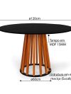 Mesa Talia Pé Amadeirado Tampo 120cm Preto