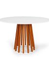 Mesa Talia Pé Amadeirado Tampo 120cm Branco