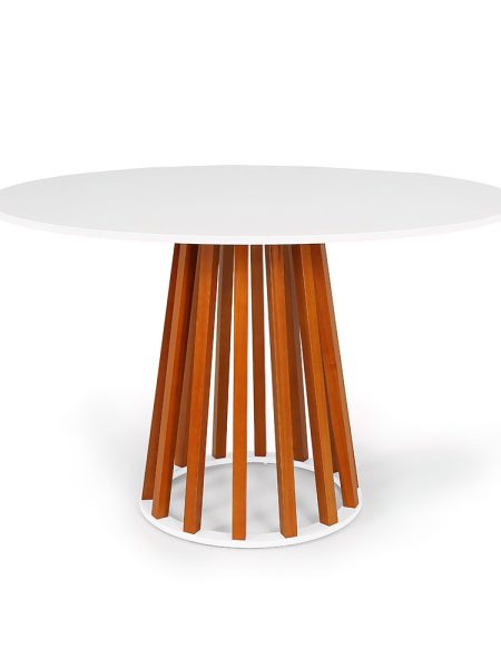 Mesa Talia Pé Amadeirado Tampo 120cm Branco