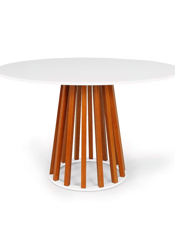 Mesa Talia Pé Amadeirado Tampo 120cm Branco