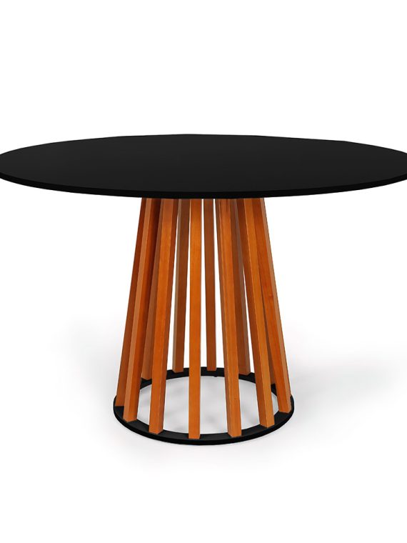 Mesa Talia Pé Amadeirado Tampo 120cm Preto