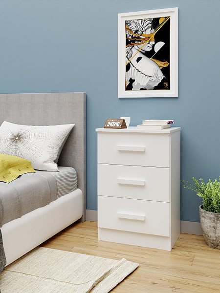 Mesa de Cabeceira Riade - 03 Gavetas Branco