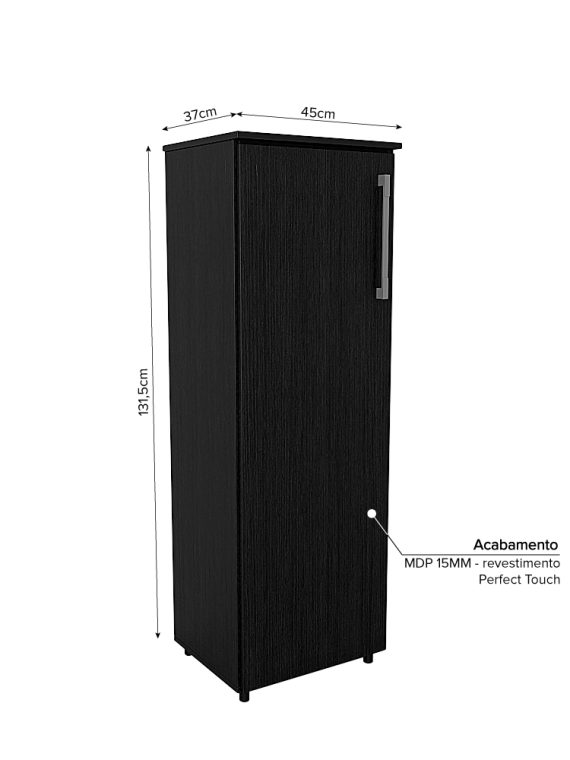 Armário Multiuso Zafira c/ 04 Prateleiras Preto