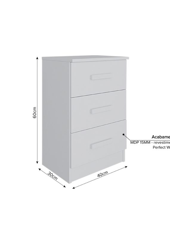 Mesa de Cabeceira Riade - 03 Gavetas Branco