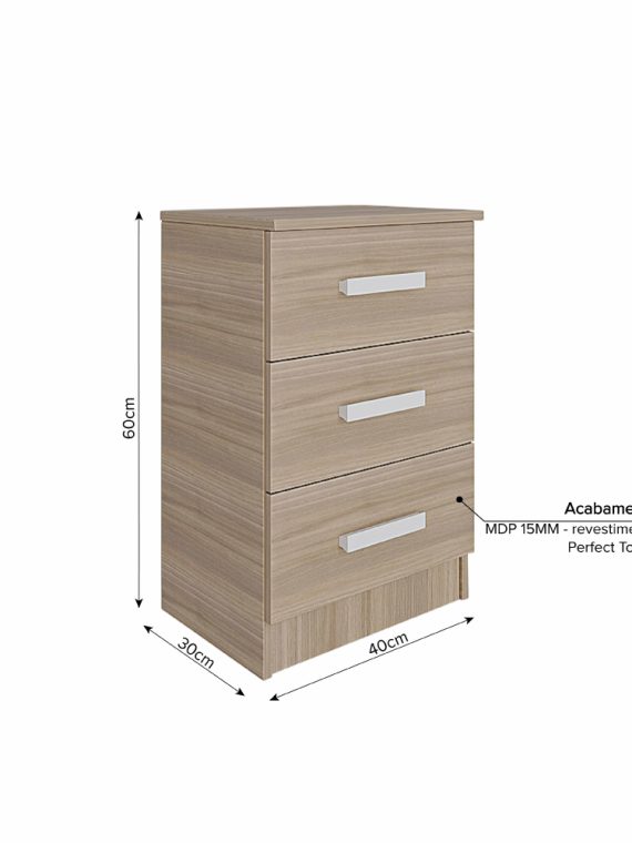 Mesa de Cabeceira Riade - 03 Gavetas Montana