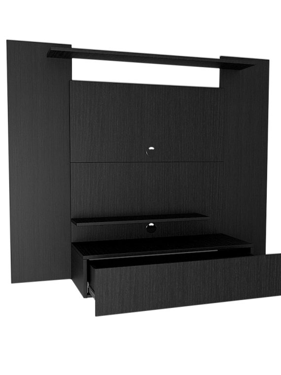 Painel Tv Santiago até 50" - c/ 01 Gaveta e 03 Prateleiras Preto