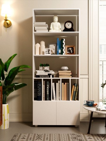 Estante Livreiro Córdova c/ 03 Prateleiras e 05 Nichos e 02 Portas Branco