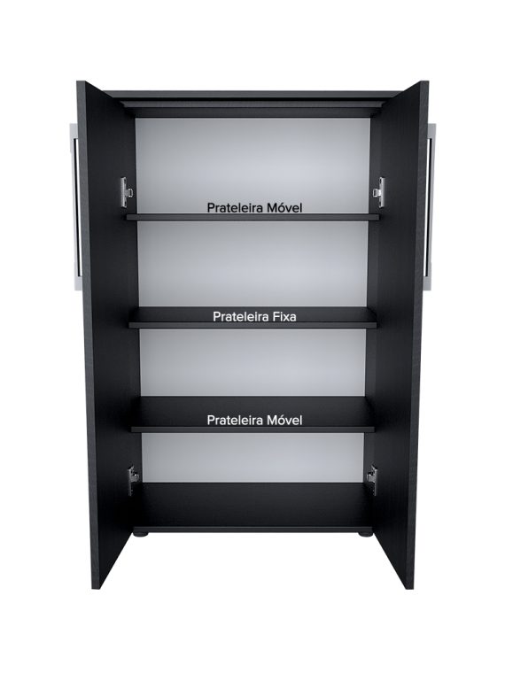 Armário Multiuso Tequila c/ 03 Prateleiras Preto