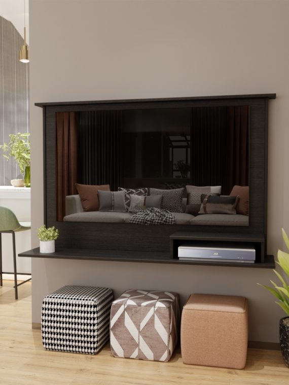 Painel Tv Serena até 48" - c/ 01 Nicho e 02 Prateleiras Preto