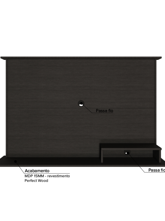 Painel Tv Serena até 48" - c/ 01 Nicho e 02 Prateleiras Preto