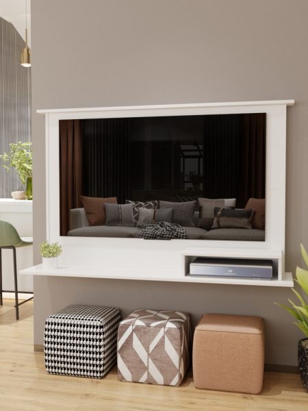 Painel Tv Serena até 48" - c/ 01 Nicho e 02 Prateleiras Branco