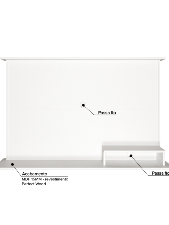Painel Tv Serena até 48" - c/ 01 Nicho e 02 Prateleiras Branco
