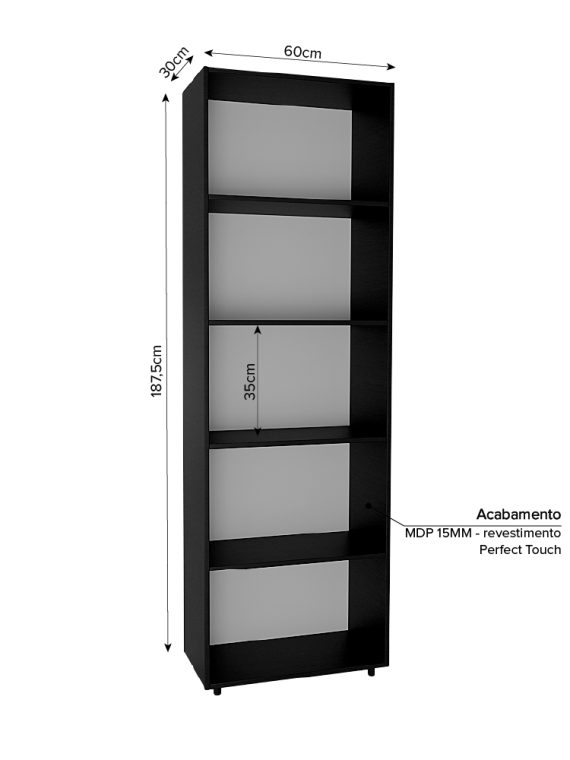Estante Multiuso Stambul c/ 05 Prateleiras Preto