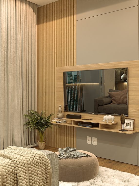 Painel Tv até 60" Tara - c/ 01 Nicho e 02 Prateleiras Montana