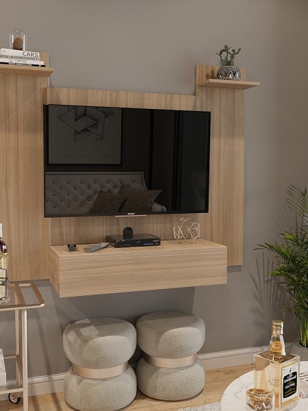 Painel Tv Esperanza até 50" - c/ 03 Prateleiras e 01 Porta Basculante Montana