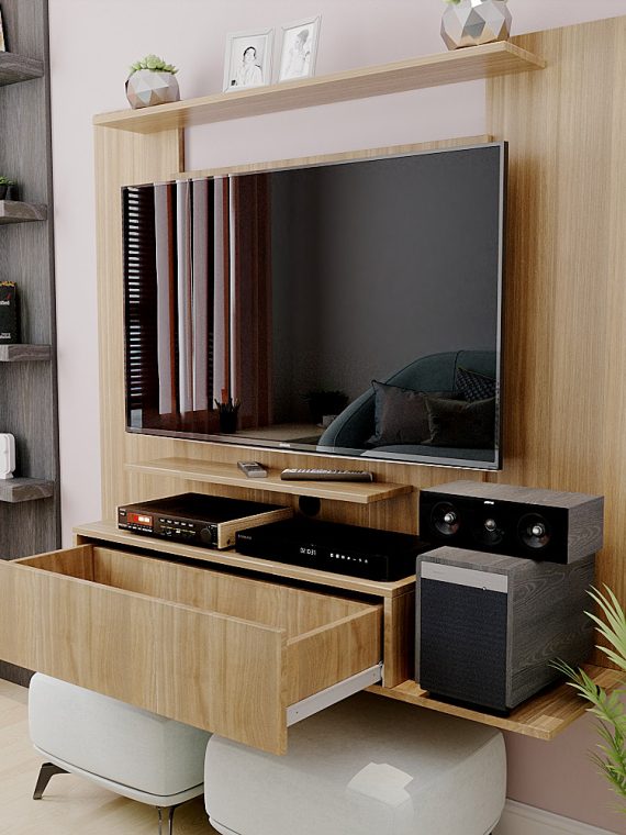 Painel Tv Santiago até 50" - c/ 01 Gaveta e 03 Prateleiras Montana