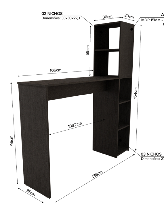 Bancada Gourmet Adelaide Preto