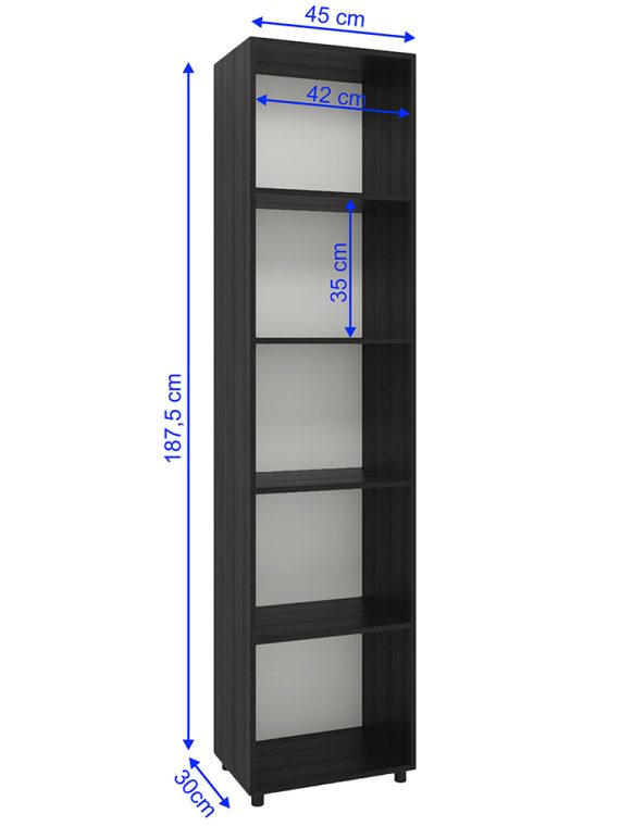 Estante Livreiro Pequim - 05 Nichos Preto