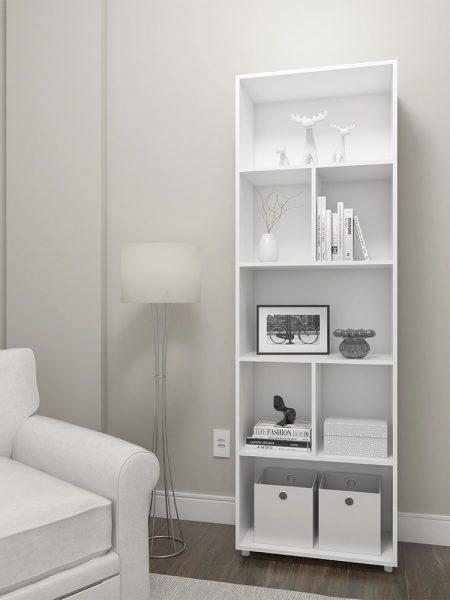 Estante Livreiro Mendoza - c/ 04 Nichos e 02 Prateleiras Branco