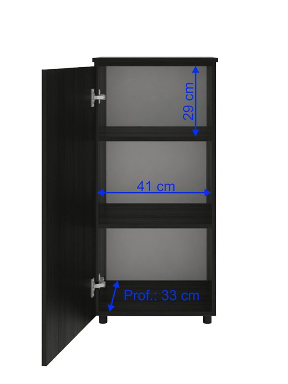 Armário Multiuso Chicago c/ 03 Prateleiras Preto